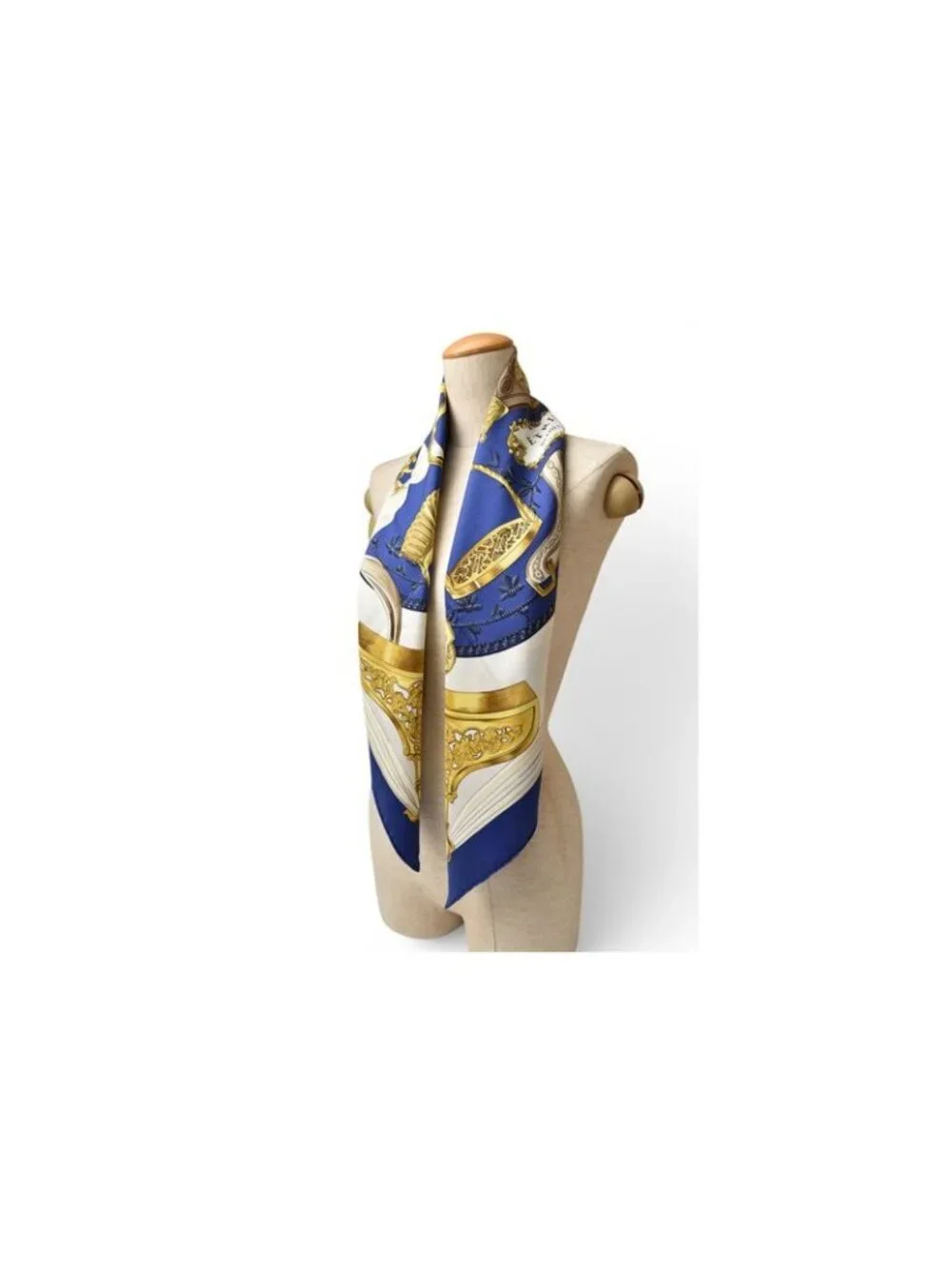 Hermes Carre 90 Scarf Vintage Etriers Stirrup Fantasy Blue